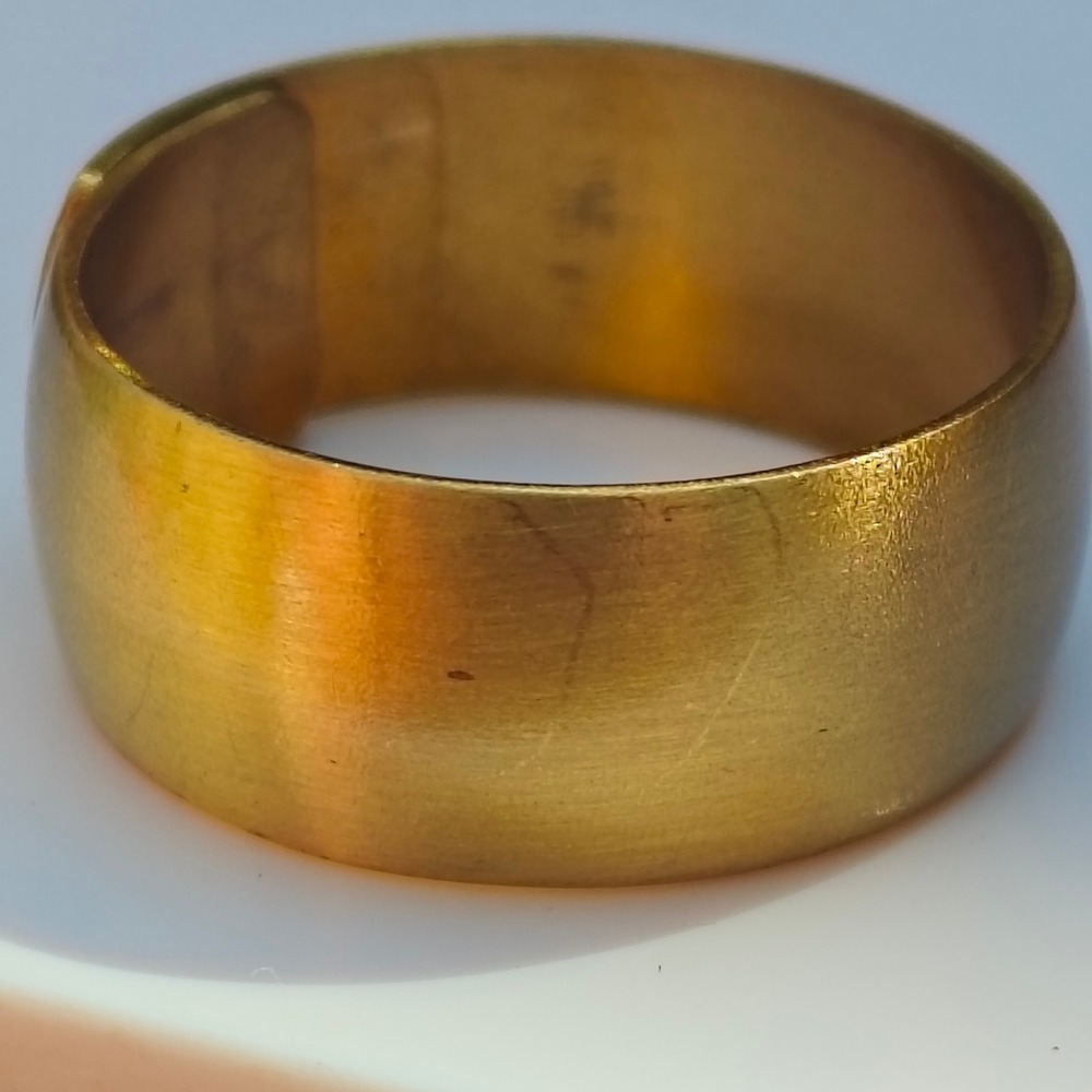 Gold Tone Wide Bypass Band Ring Adjustable Satin Finish Size 10.5 Minimalist